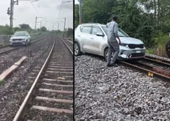 Woman booked for driving car on railway tracks in Shankarpally