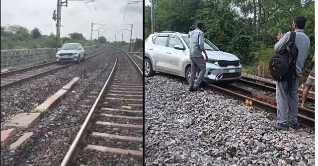 Woman booked for driving car on railway tracks in Shankarpally